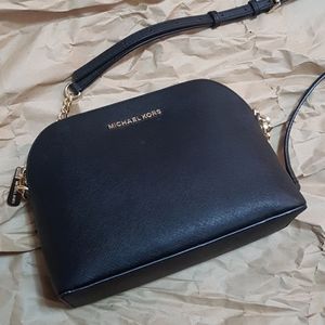Michael Kors Saffiano Cindy Crossbody Black Gold